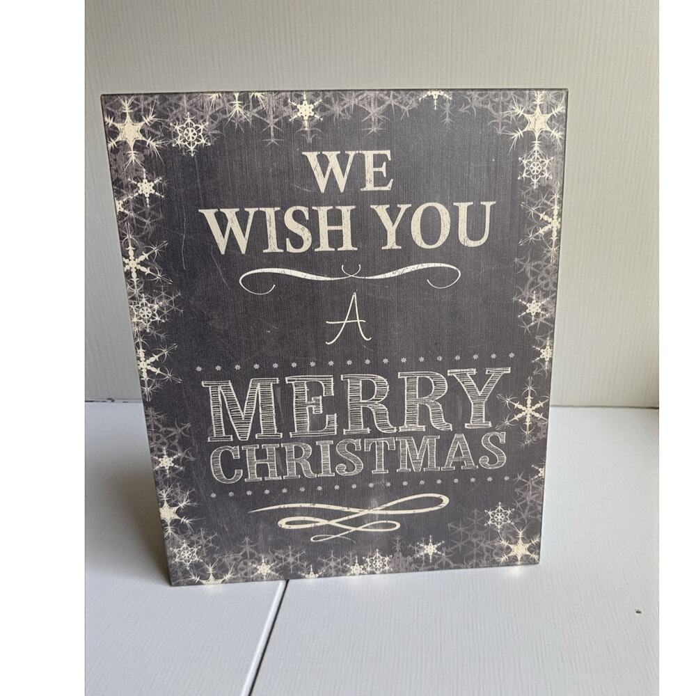 Merry Christmas Wooden Box Sign Rustic Holiday Decor EUC